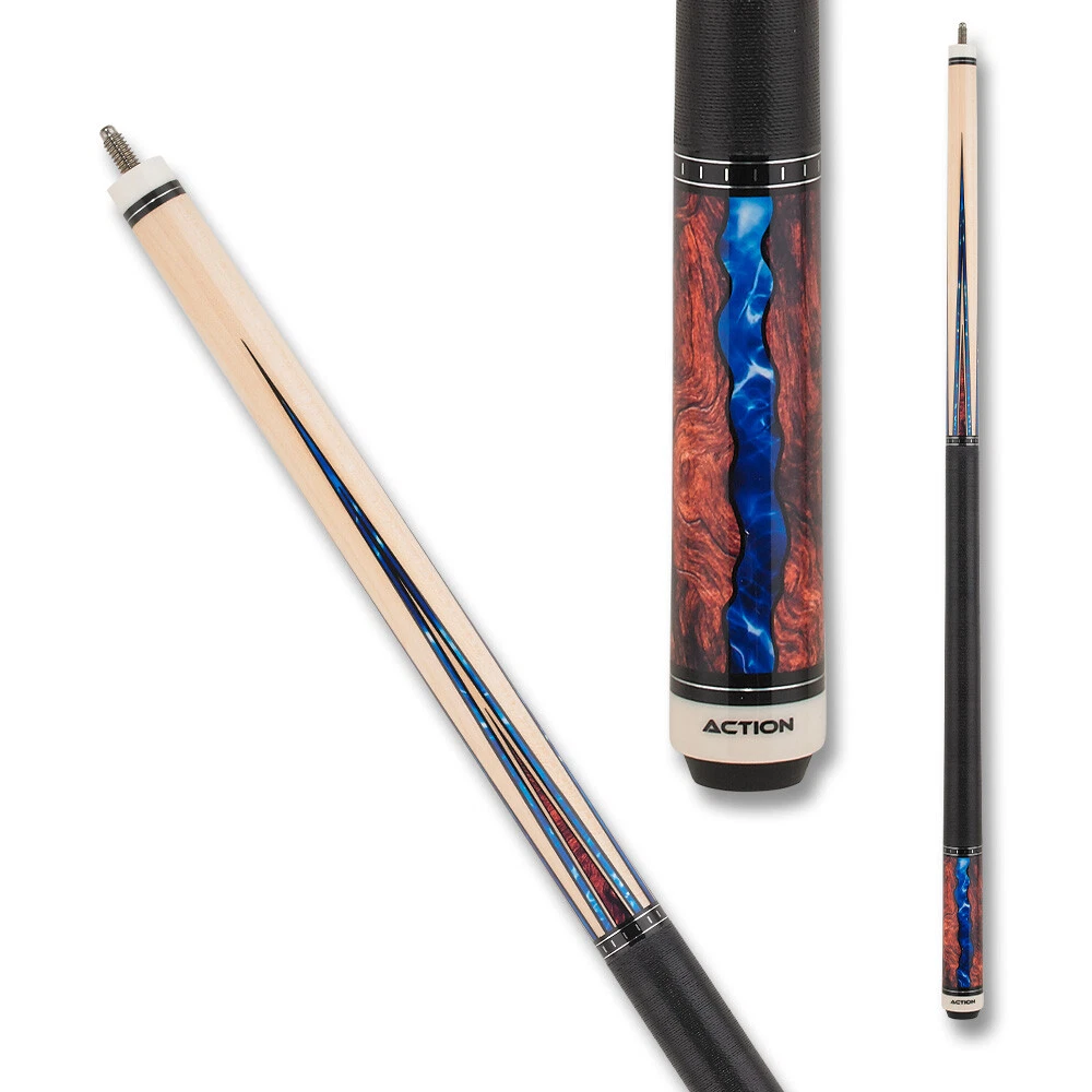 Action ACT152 Fractal Series Cue – Walnut Burl & Blue Epoxy - Image 2