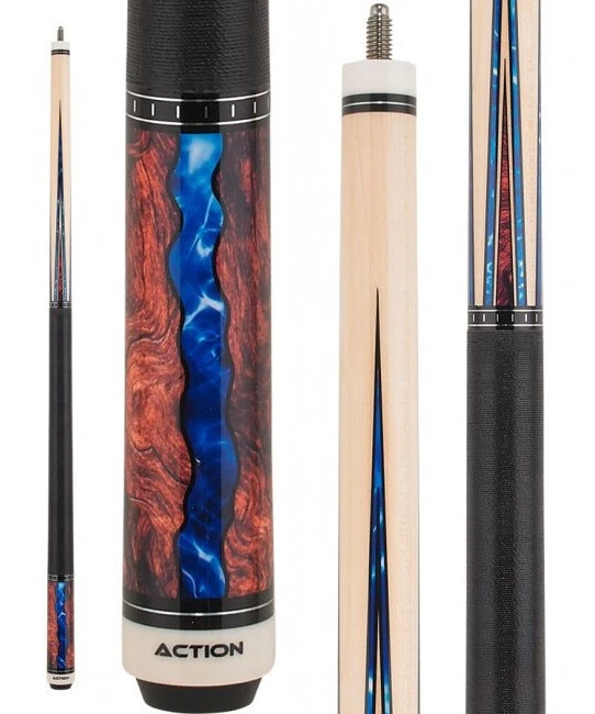 Action ACT152 Fractal Series Cue – Walnut Burl & Blue Epoxy