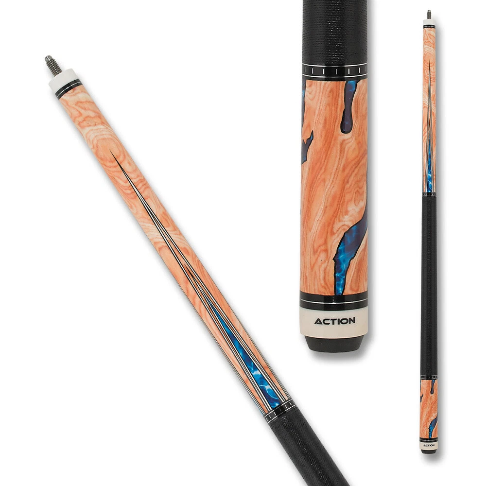 Action ACT153 Fractal Series Cue – Walnut Burl & Blue Water Design - Image 3