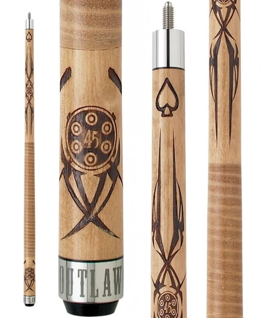Outlaw OL09 "45 Chamber" Cue – 13mm Tip, Leather Wrap, Maple Shaft