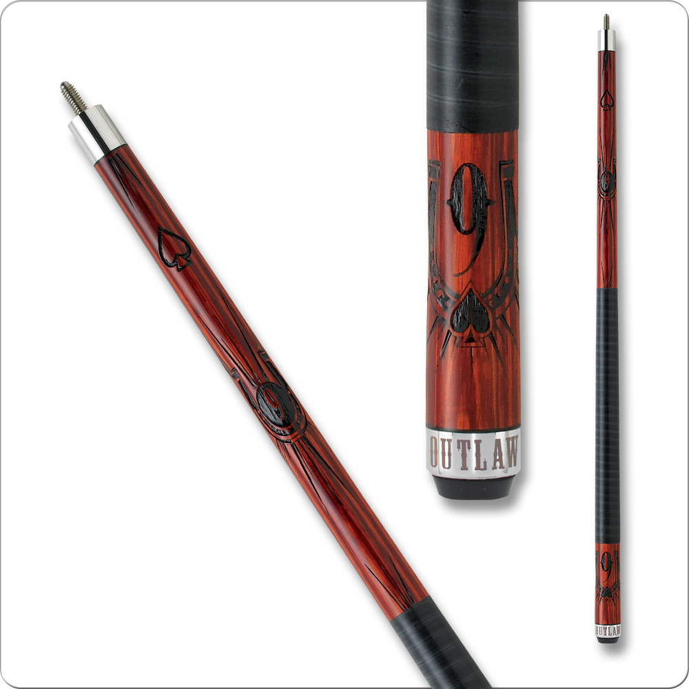 Outlaw OL14 Pool Cue Nine Ball Spade Lucky Horseshoe Design