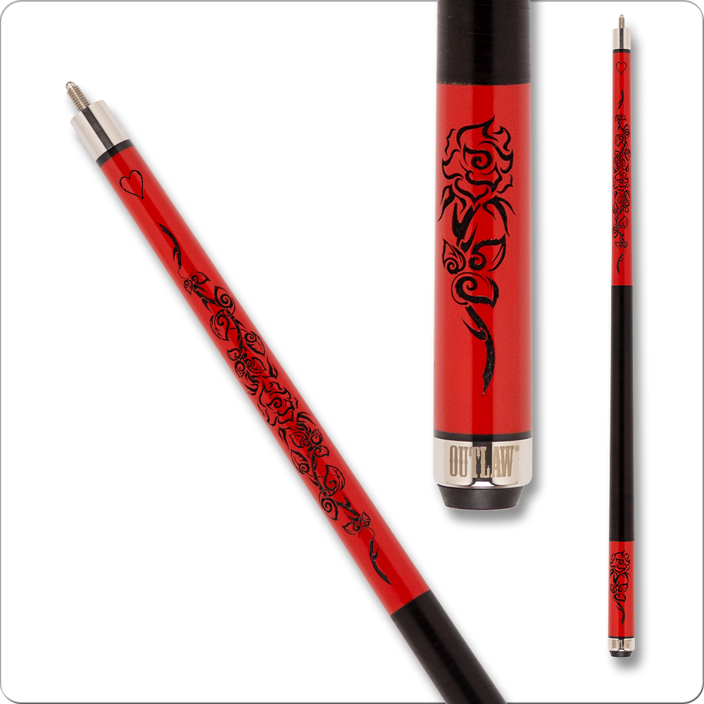 Outlaw OL30 Red Rose Pool Cue