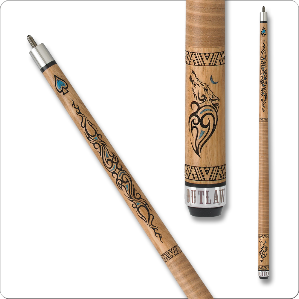 Turquoise Wolf design Outlaw OL33 cue