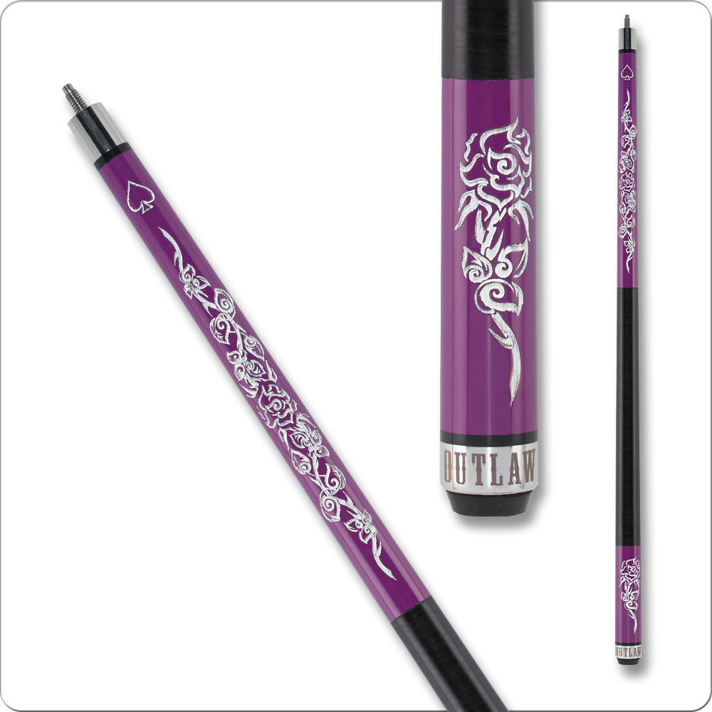Outlaw OL44 pool cue with classic western scene design