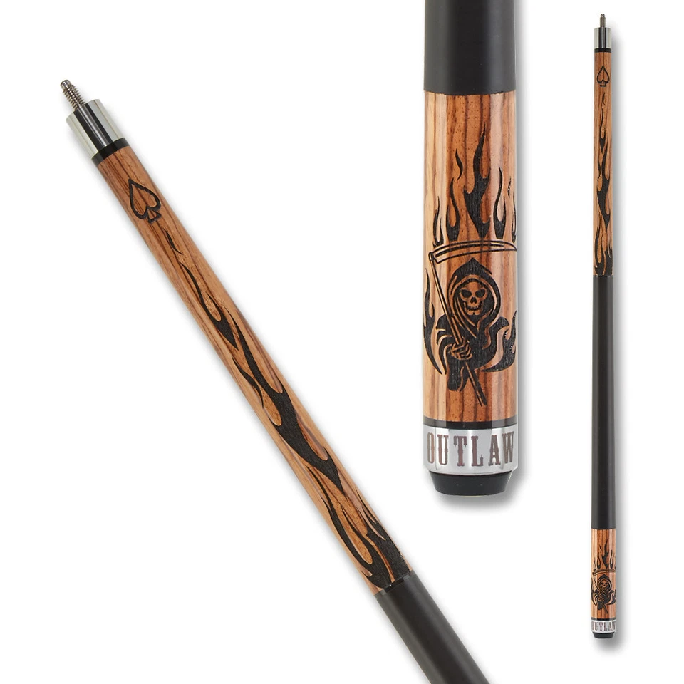Outlaw OL50 Pool Cue Zebrawood Reaper Design - Image 7
