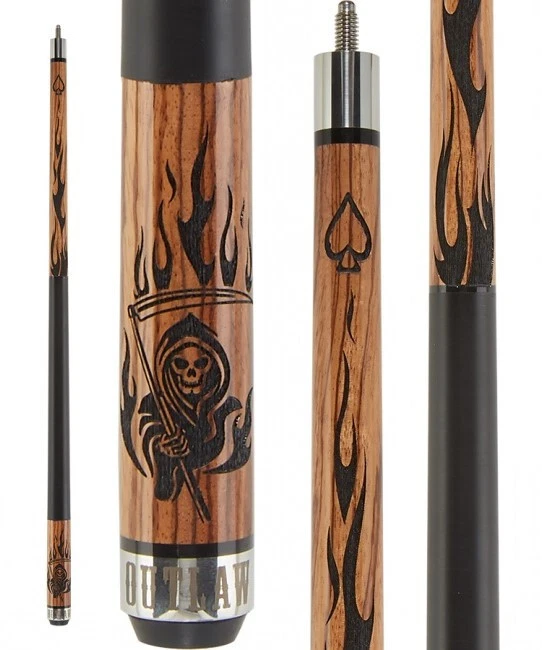Outlaw OL50 Pool Cue Zebrawood Reaper Design - Image 10