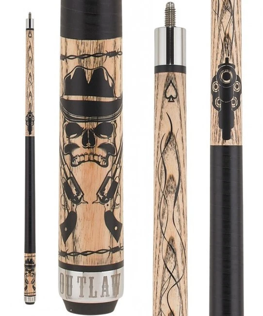 Outlaw OL52 Pool Cue Skull & Dagger Design