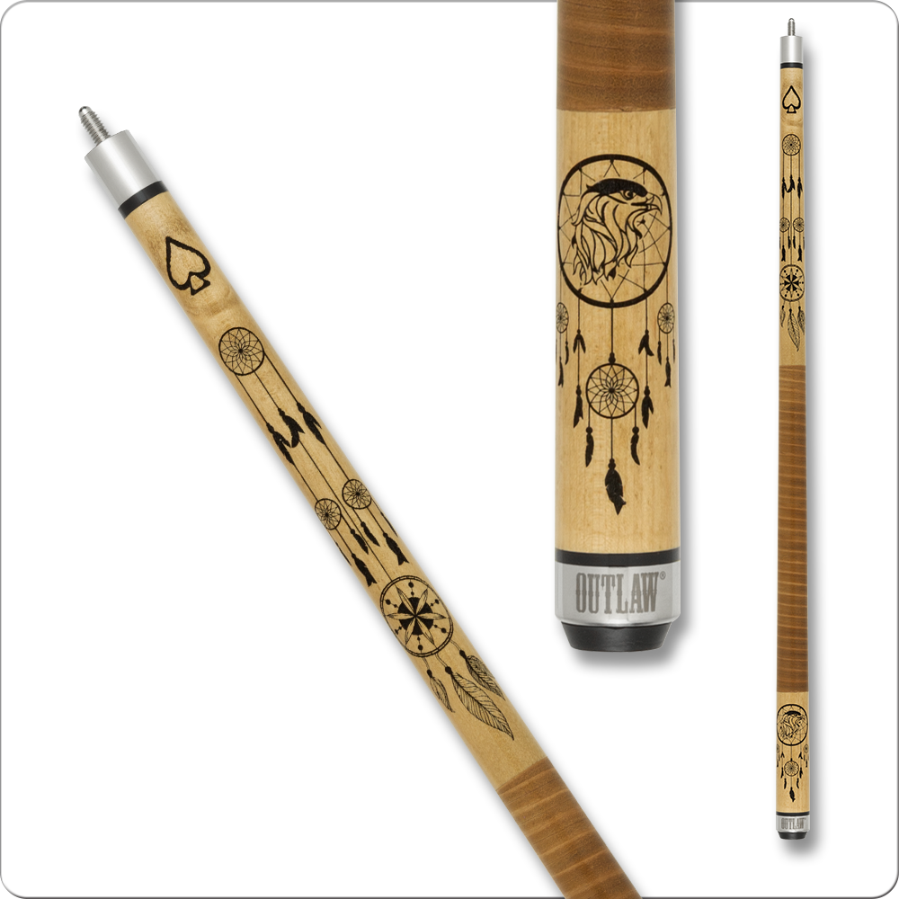 Outlaw OL56 Dreamcatcher Cue Brown Stacked Leather Wrap