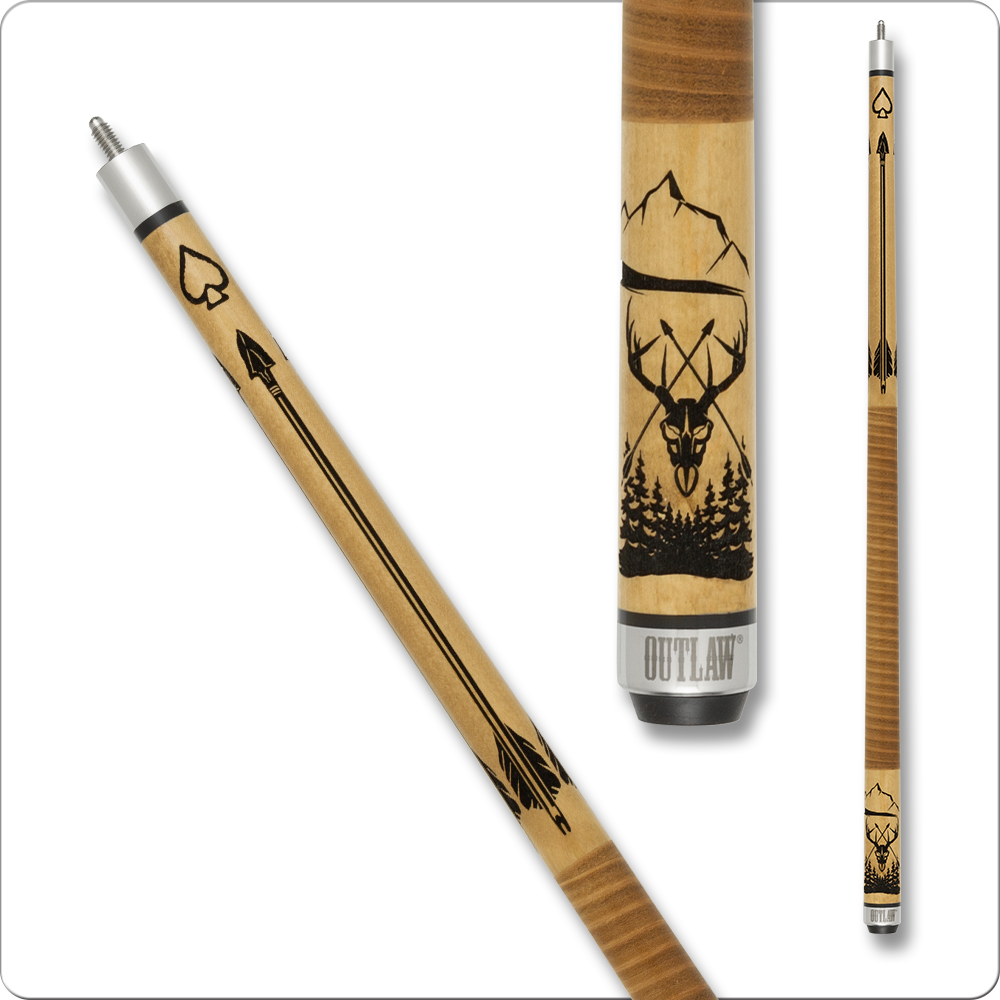 Outlaw OL57 cue brown stained maple with leather wrap