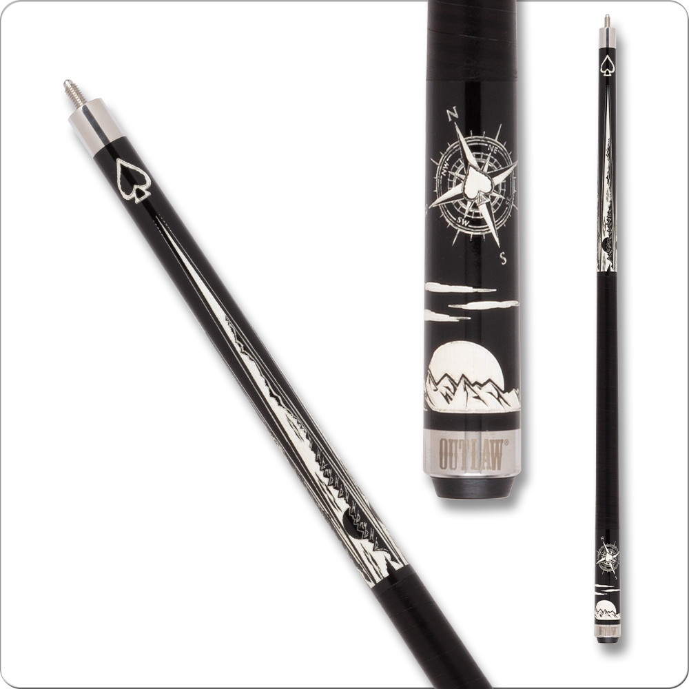 Mountain-scape design on Outlaw OL59 cue
