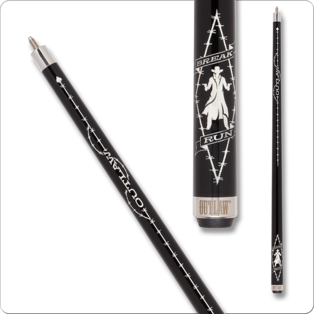 Outlaw OLBK05 Break Cue Phenolic Tip Black Barbed Design