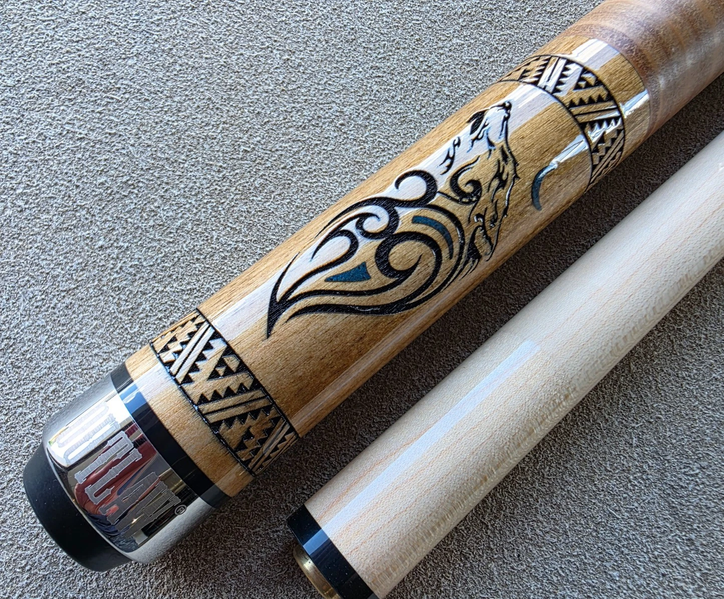 Outlaw OL33 Turquoise Wolf Pool Cue Leather Wrap Limited Edition - Image 4