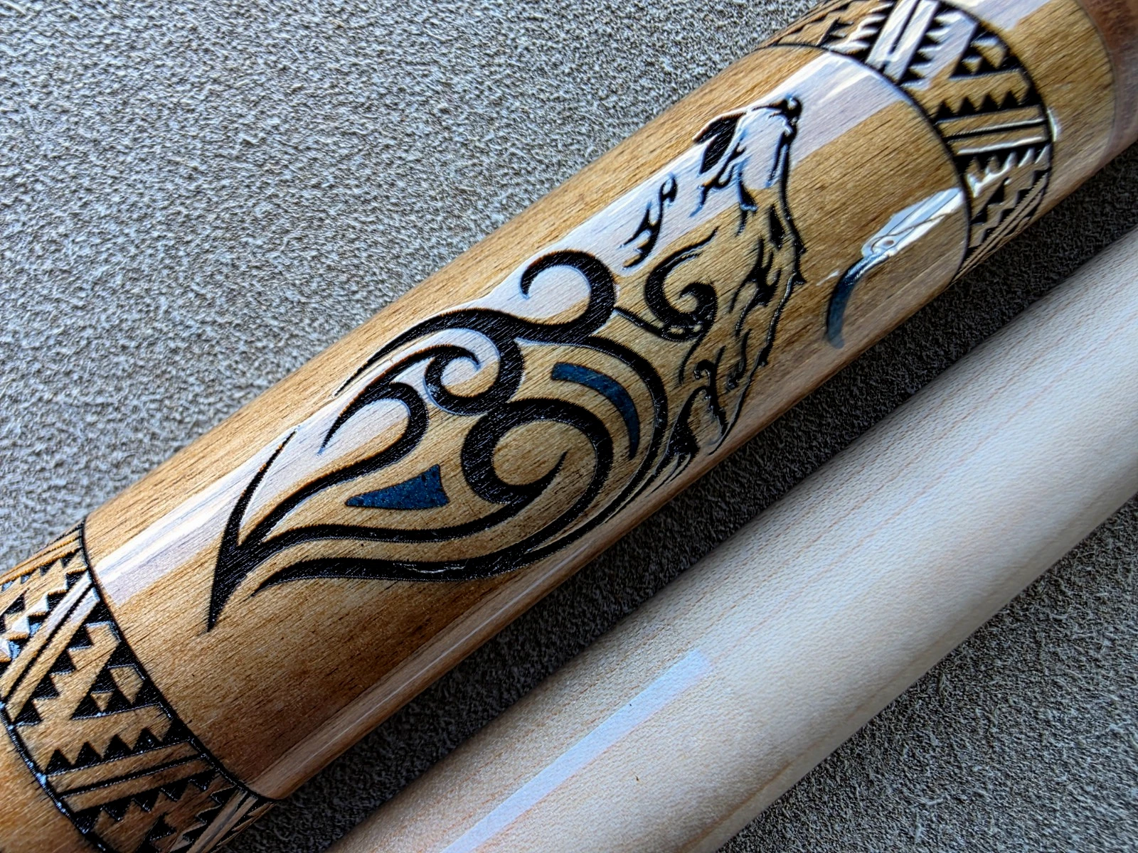 Outlaw OL33 Turquoise Wolf Pool Cue Leather Wrap Limited Edition - Image 5