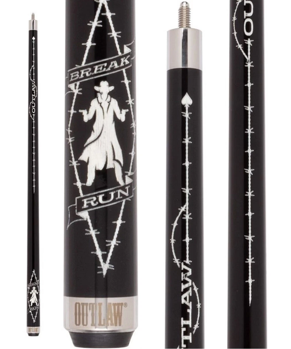 Outlaw OLBK05 Break Cue Phenolic Tip Black Barbed Design