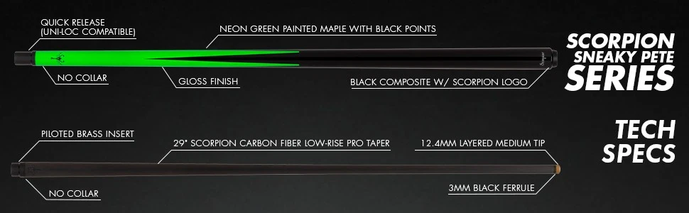 Scorpion SCO123 Neon Green Sneaky Pete Cue – Carbon Fiber Shaft - Image 12