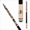 Voodoo VOD37 pool cue with skull & flames graphics, black leather wrap, 13 mm tip