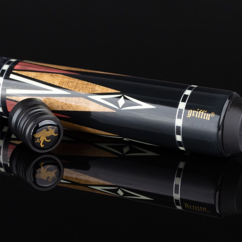 Griffin GR17 Pool Cue – Dark Stain with Ebony & Red Point Design - Image 3
