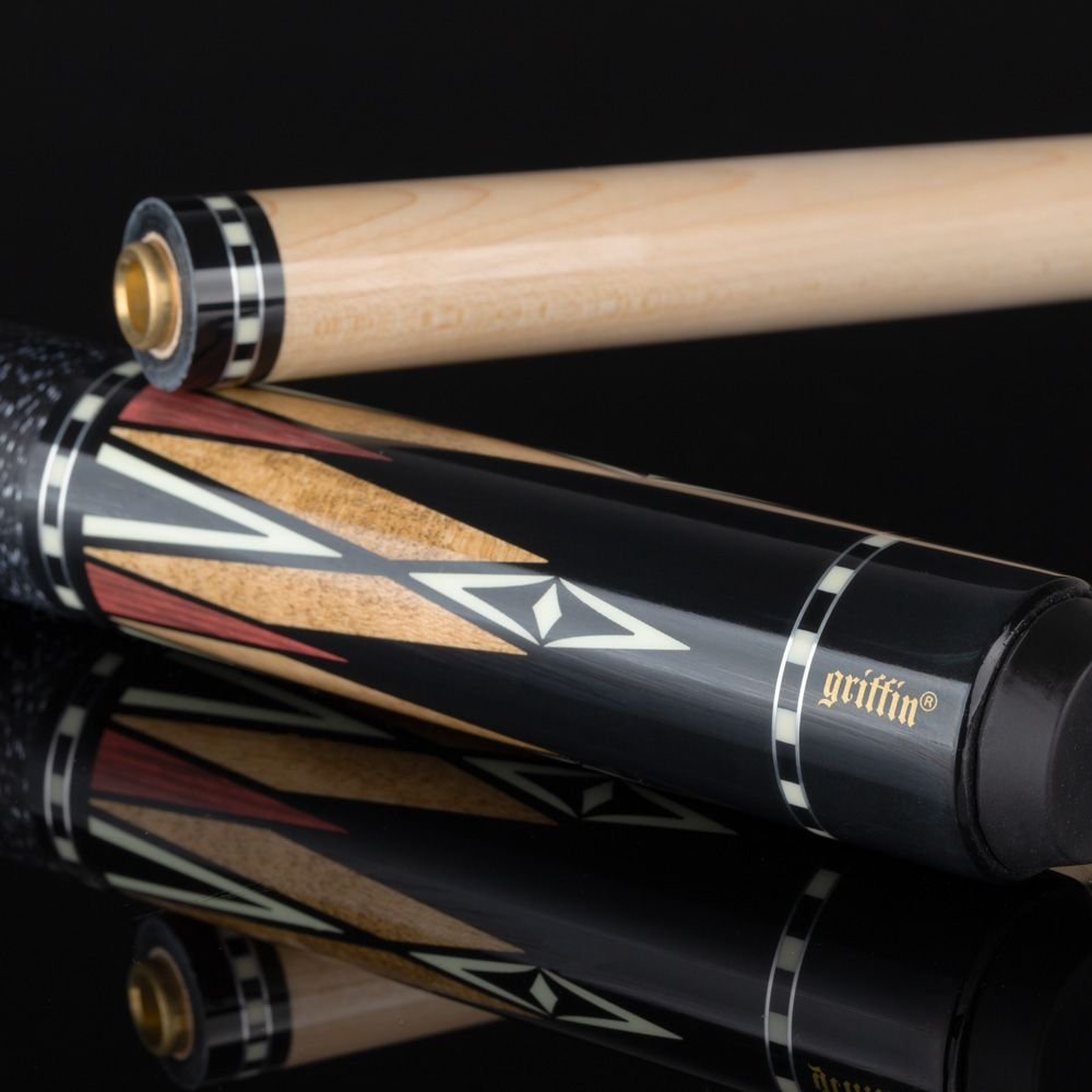 Griffin GR17 Pool Cue – Dark Stain with Ebony & Red Point Design - Image 2