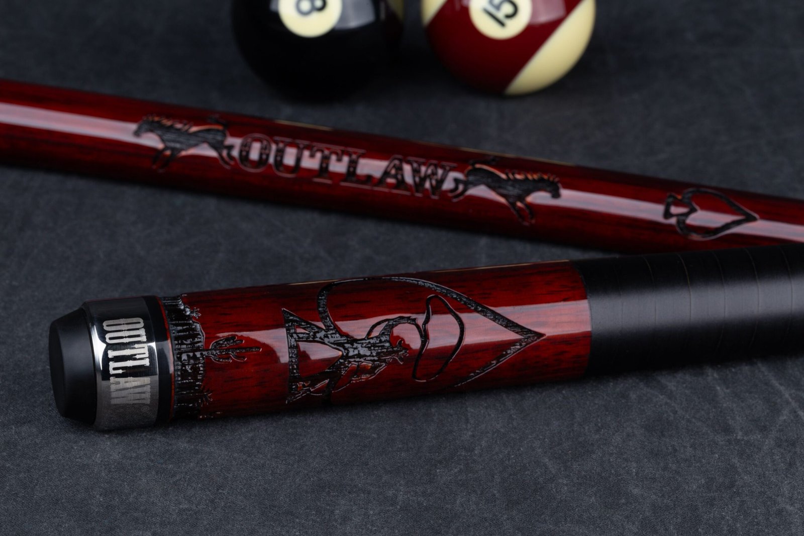 Outlaw OL55 Pool Cue Cherry Stain with Leather Wrap - Image 5