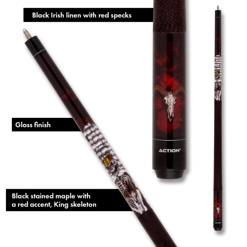Action Adventure ADV121 Skeleton King Cue – Skull & Red Smoke Design - Image 2