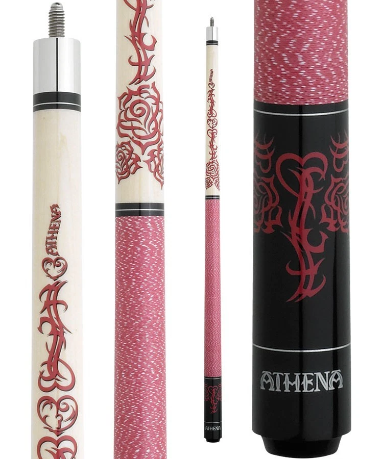 Athena ATH34 Pool Cue – Pink Tribal Flowers & Hearts