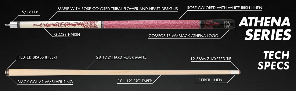 Athena ATH34 Pool Cue – Pink Tribal Flowers & Hearts - Image 11