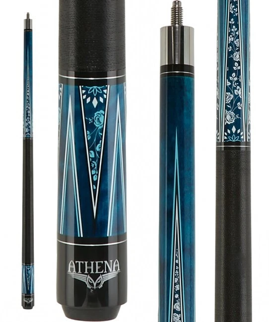 Athena ATH49 Pool Cue – 12.5 mm Tip & White Roses Design