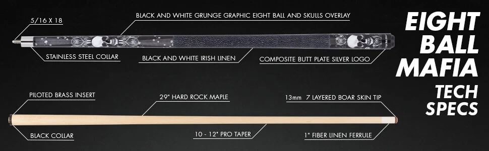 Eight Ball Mafia EBM02 Cue – 13 mm Tip, Skull & 8-Ball Design - Image 19