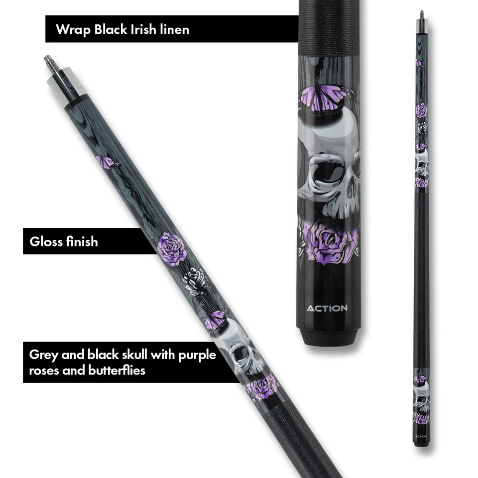 Eight Ball Mafia EBM14 Pool Cue – Skull, Roses & Butterflies Design - Image 5