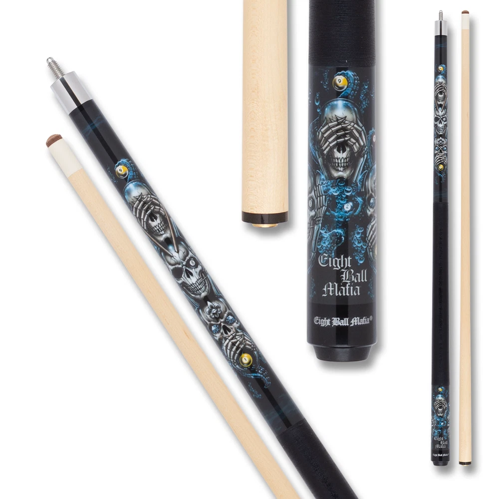 Eight Ball Mafia EBM20 Pool Cue – “See, Hear, Speak No Evil” Graphic - Image 2
