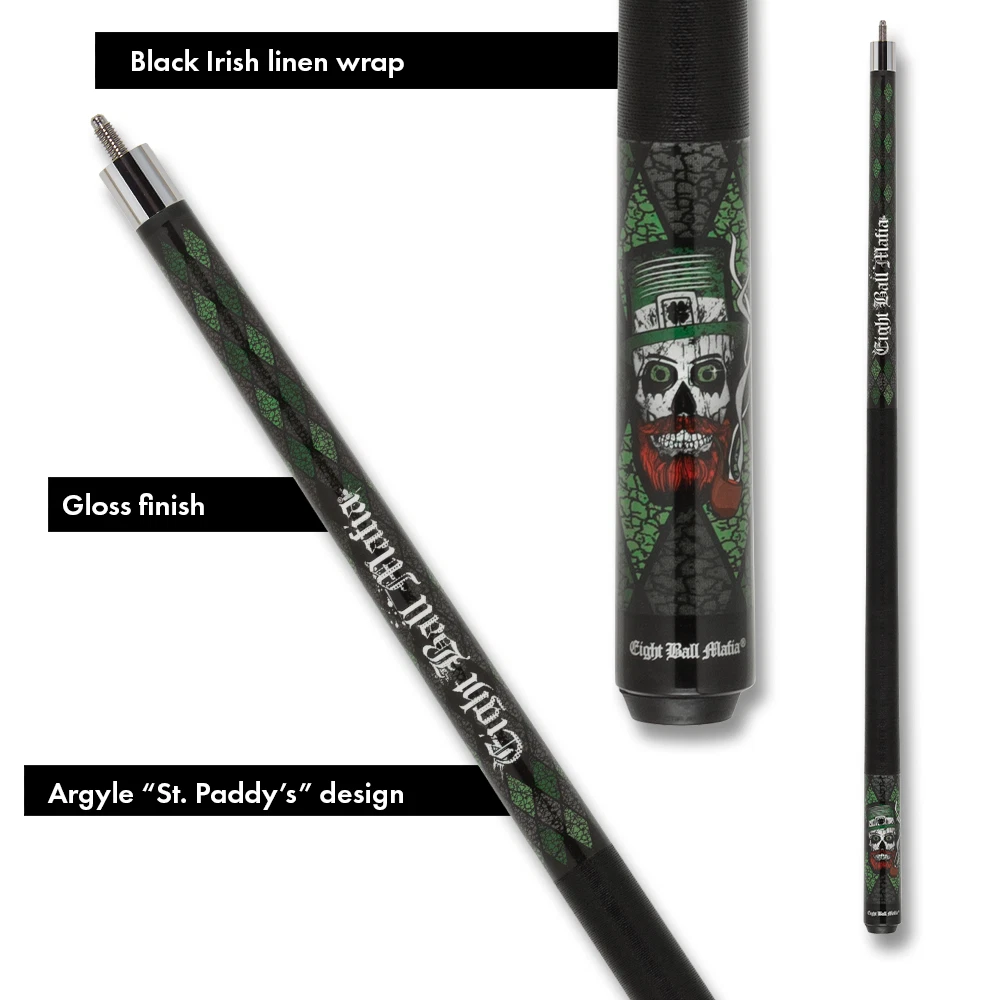 Eight Ball Mafia EBM27 Cue – 13mm Tip, Leprechaun Skull Design - Image 4