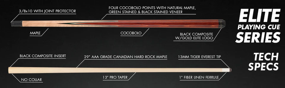 Elite EP34 Pool Cue – Birdseye Maple with Cocobolo Points - Image 14