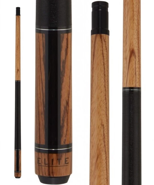 Elite EP49 Pool Cue Zebrawood Forearm with Black Stain Strip Design