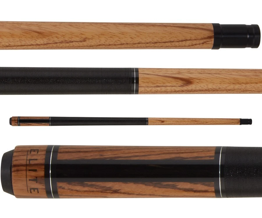 Elite EP49 Pool Cue Zebrawood Forearm with Black Stain Strip Design - Image 4