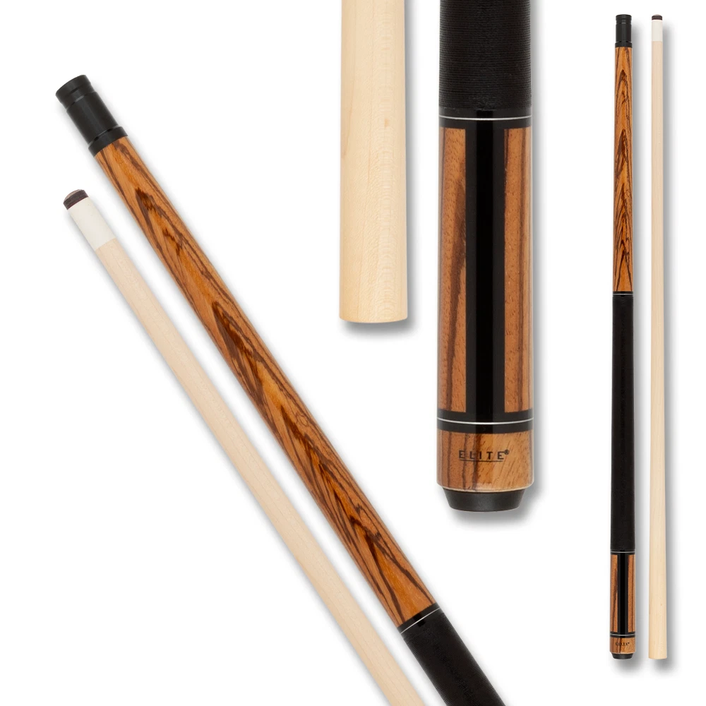 Elite EP49 Pool Cue Zebrawood Forearm with Black Stain Strip Design - Image 5