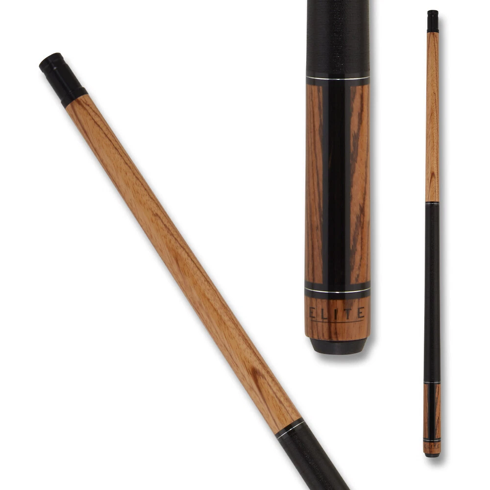 Elite EP49 Pool Cue Zebrawood Forearm with Black Stain Strip Design - Image 6