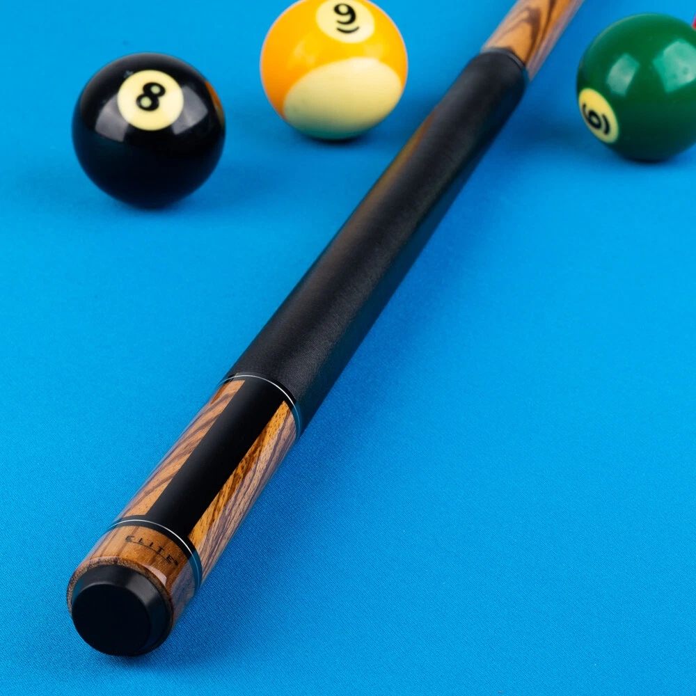 Elite EP49 Pool Cue Zebrawood Forearm with Black Stain Strip Design - Image 10