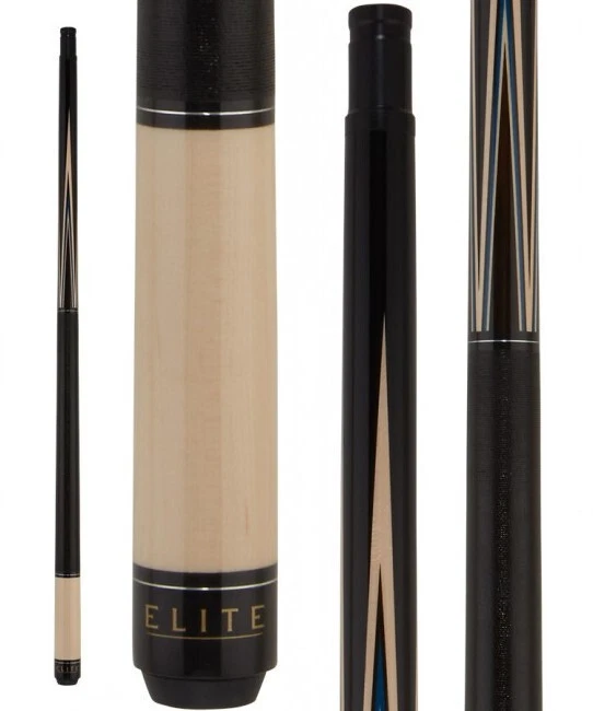 Elite EP51 Pool Cue Black with Rosewood Points & Maple/Blue Veneers