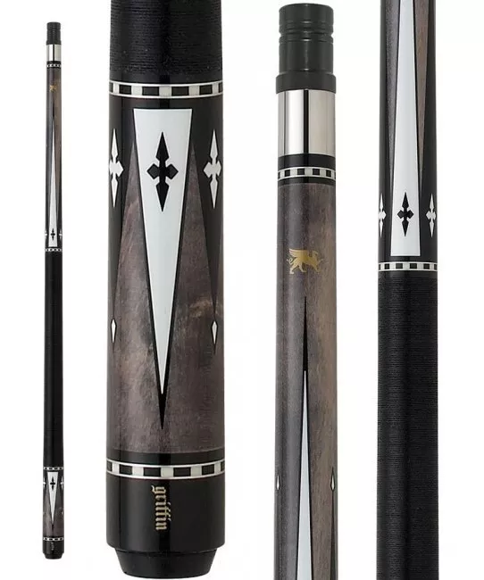 Griffin GR24 Pool Cue – Dark Gray with Ebony & Ivory Overlay Points