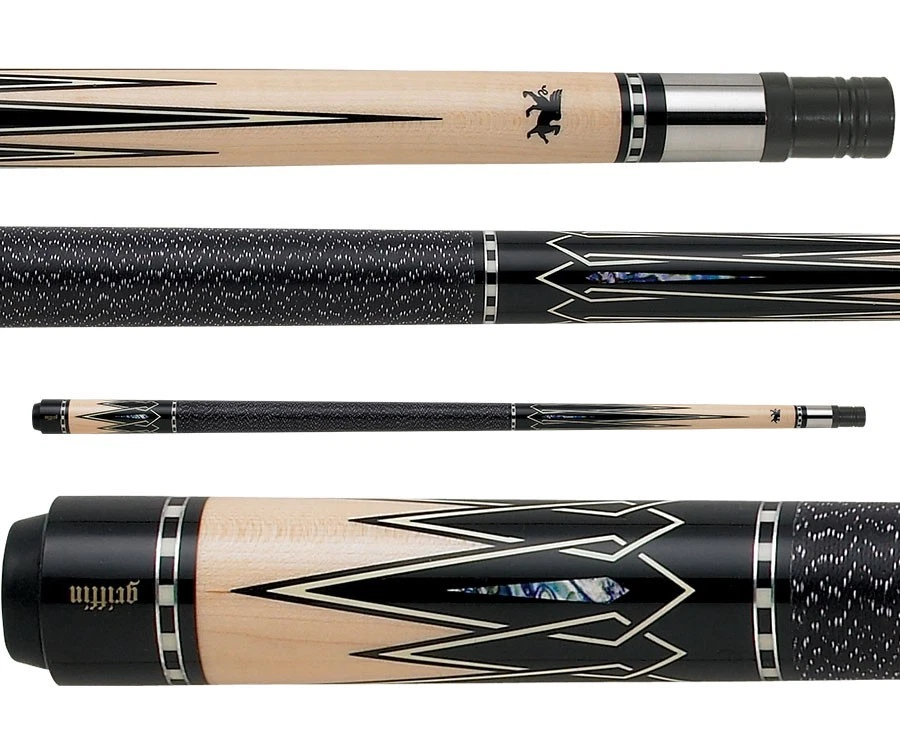 Griffin GR26 Pool Cue – Maple with Black & White Overlay Points - Image 5