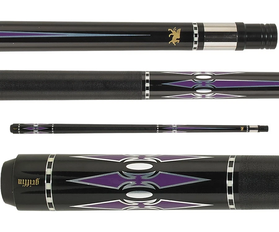 Griffin GR48 Pool Cue Black with Purple & Silver Reflective Points - Image 16