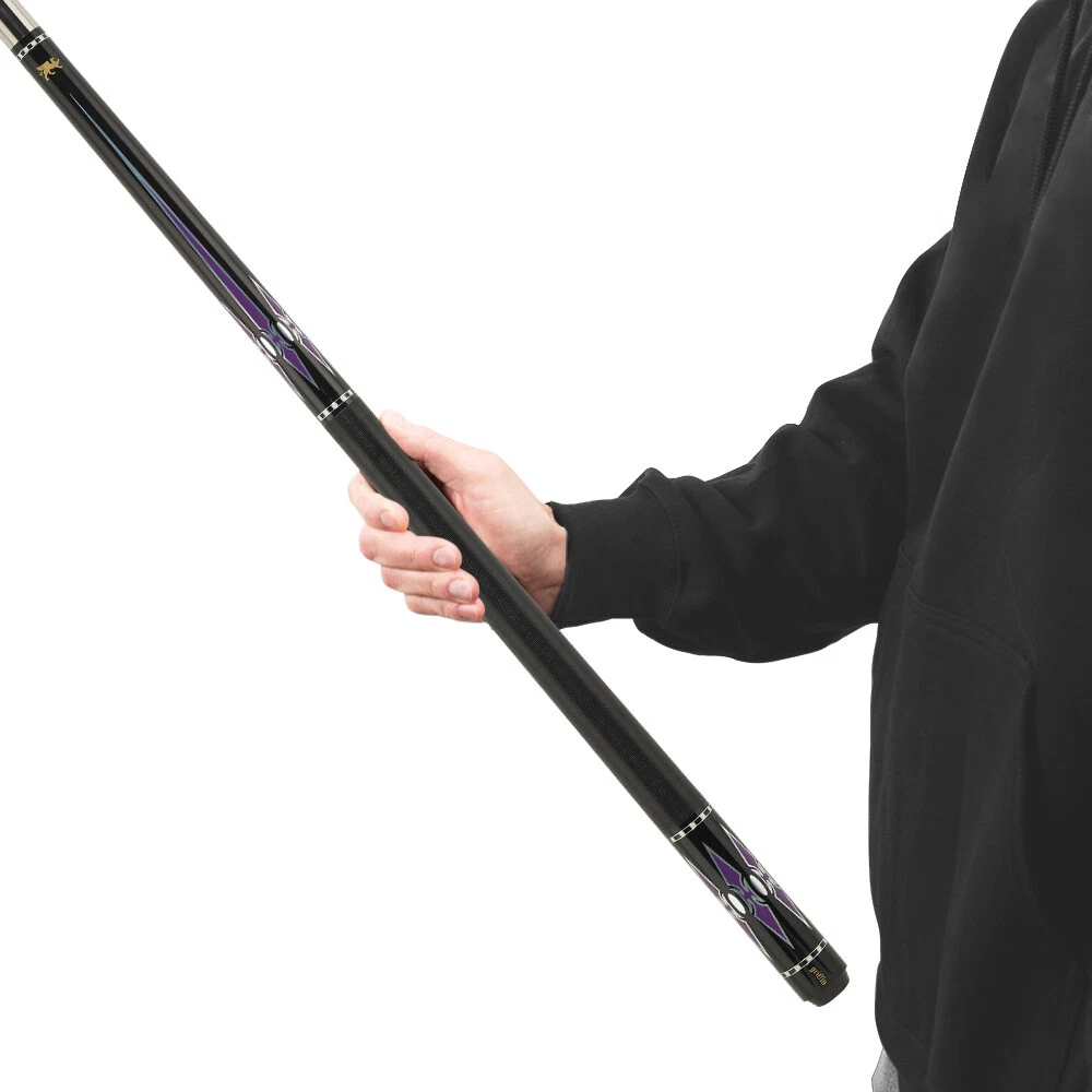 Griffin GR48 Pool Cue Black with Purple & Silver Reflective Points - Image 13