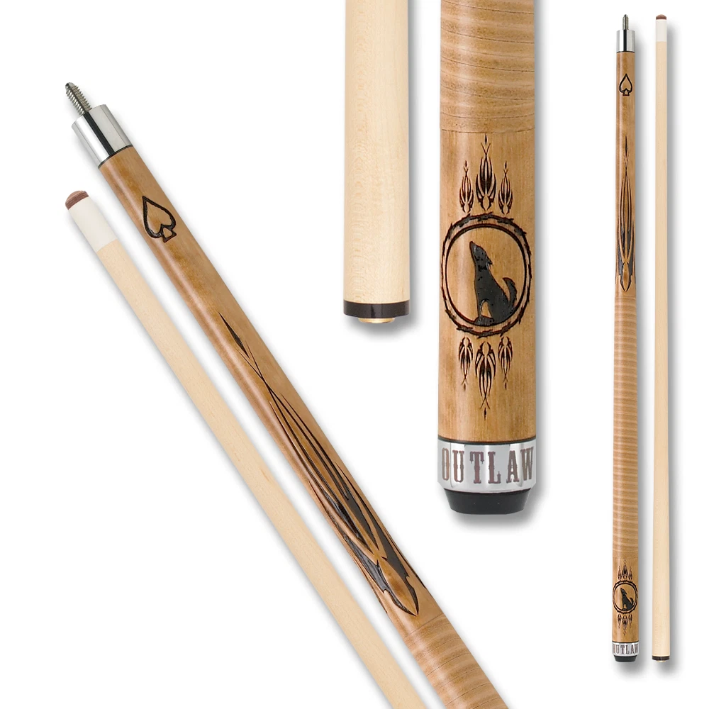 Outlaw OL13 “Howling Wolf” Pool Cue Leather Wrap Maple Shaft - Image 4