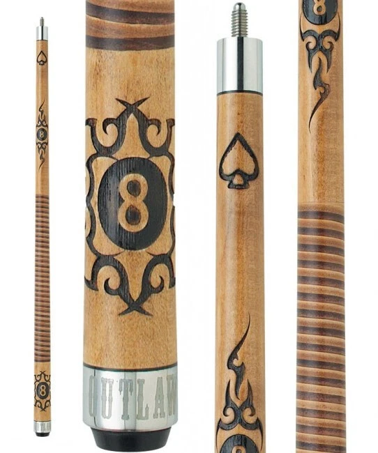 Outlaw OL29 Pool Cue – 8-Ball & Tribal Design