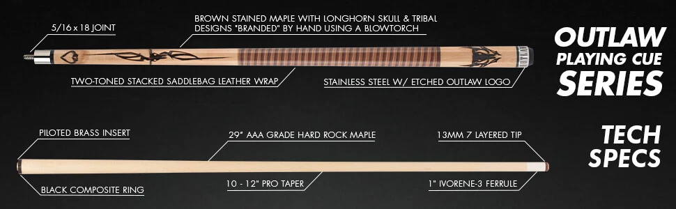 Outlaw OL42 Pool Cue - Western Art Design - Image 12