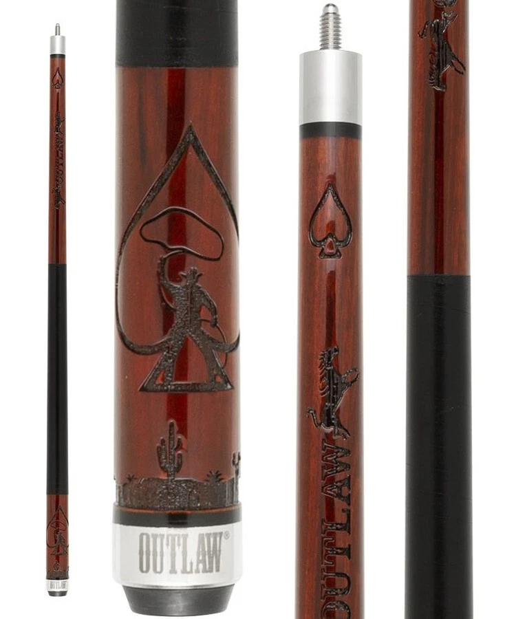 Outlaw OL55 Pool Cue Cherry Stain with Leather Wrap
