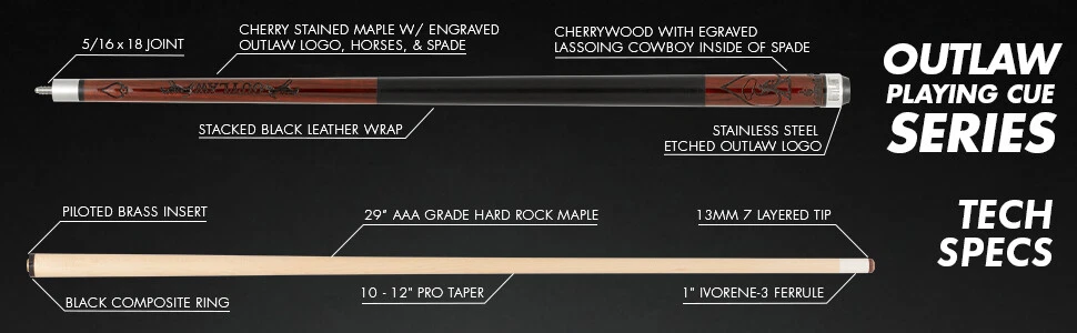 Outlaw OL55 Pool Cue Cherry Stain with Leather Wrap - Image 14
