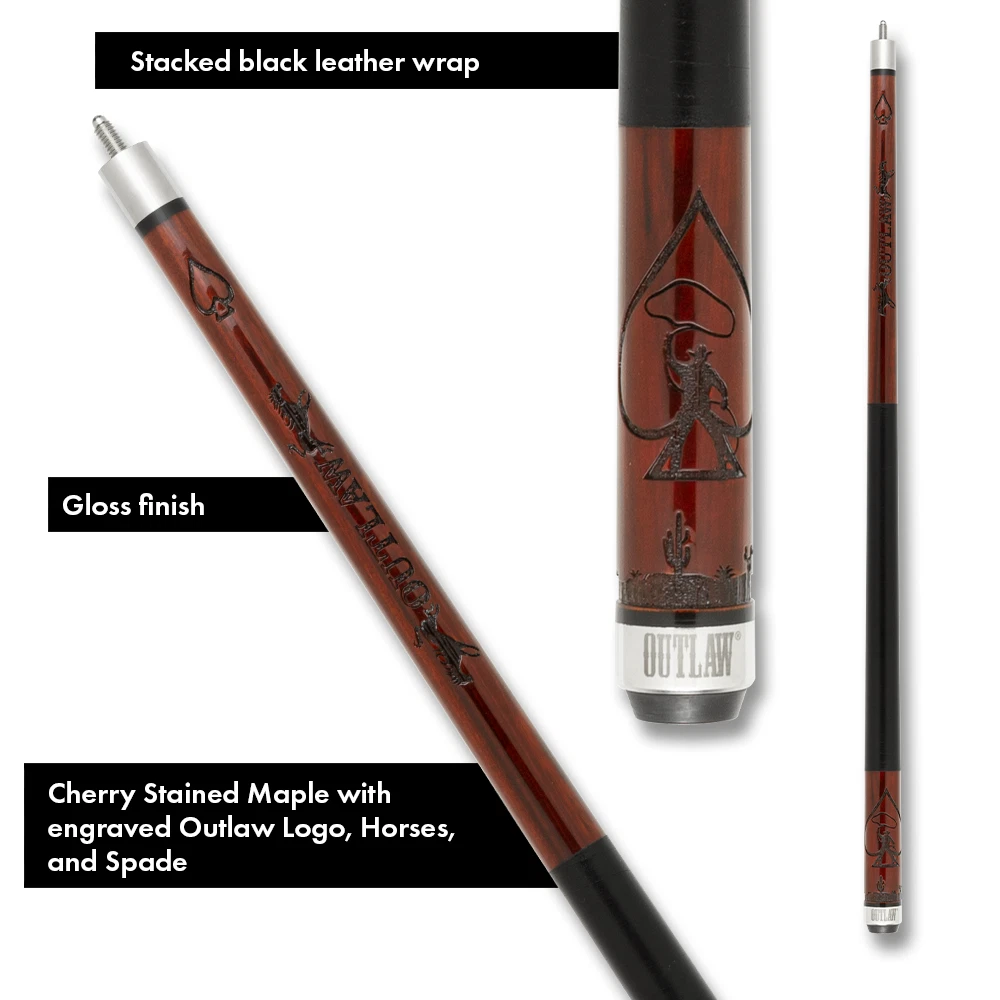 Outlaw OL55 Pool Cue Cherry Stain with Leather Wrap - Image 8