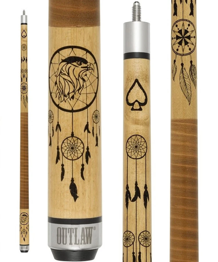 Outlaw OL56 Dreamcatcher Cue Brown Stacked Leather Wrap - Image 6