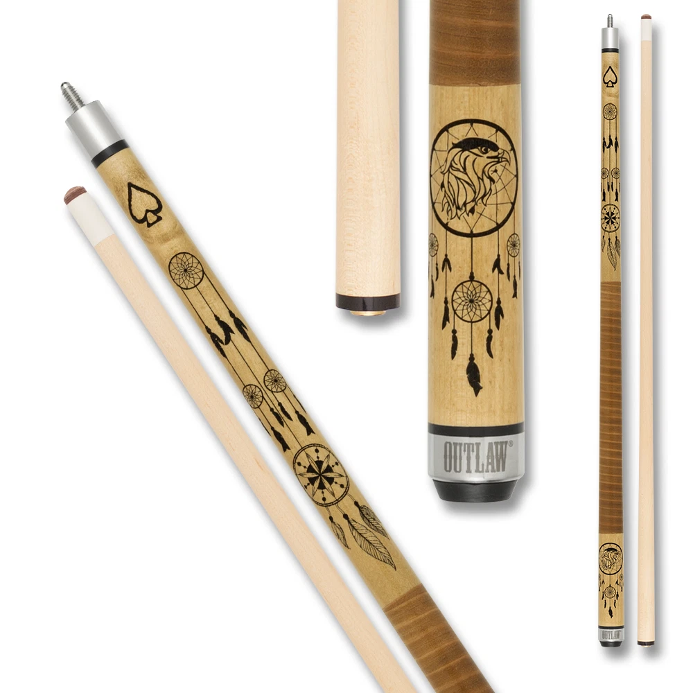 Outlaw OL56 Dreamcatcher Cue Brown Stacked Leather Wrap - Image 9